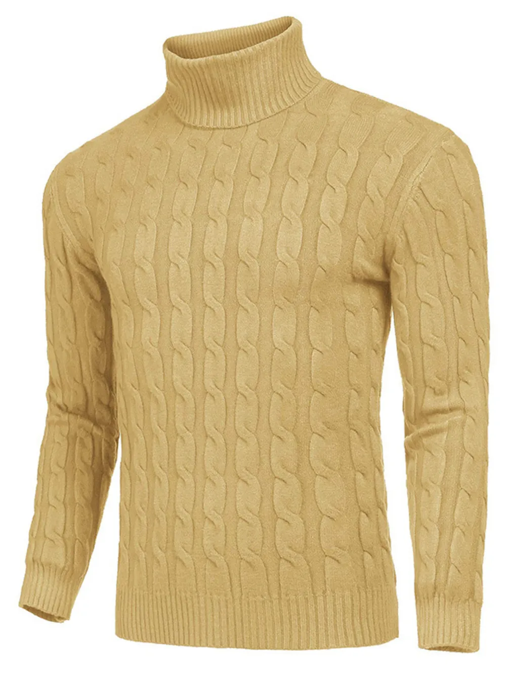 Men's Cable Knit Turtleneck Sweater, image 15