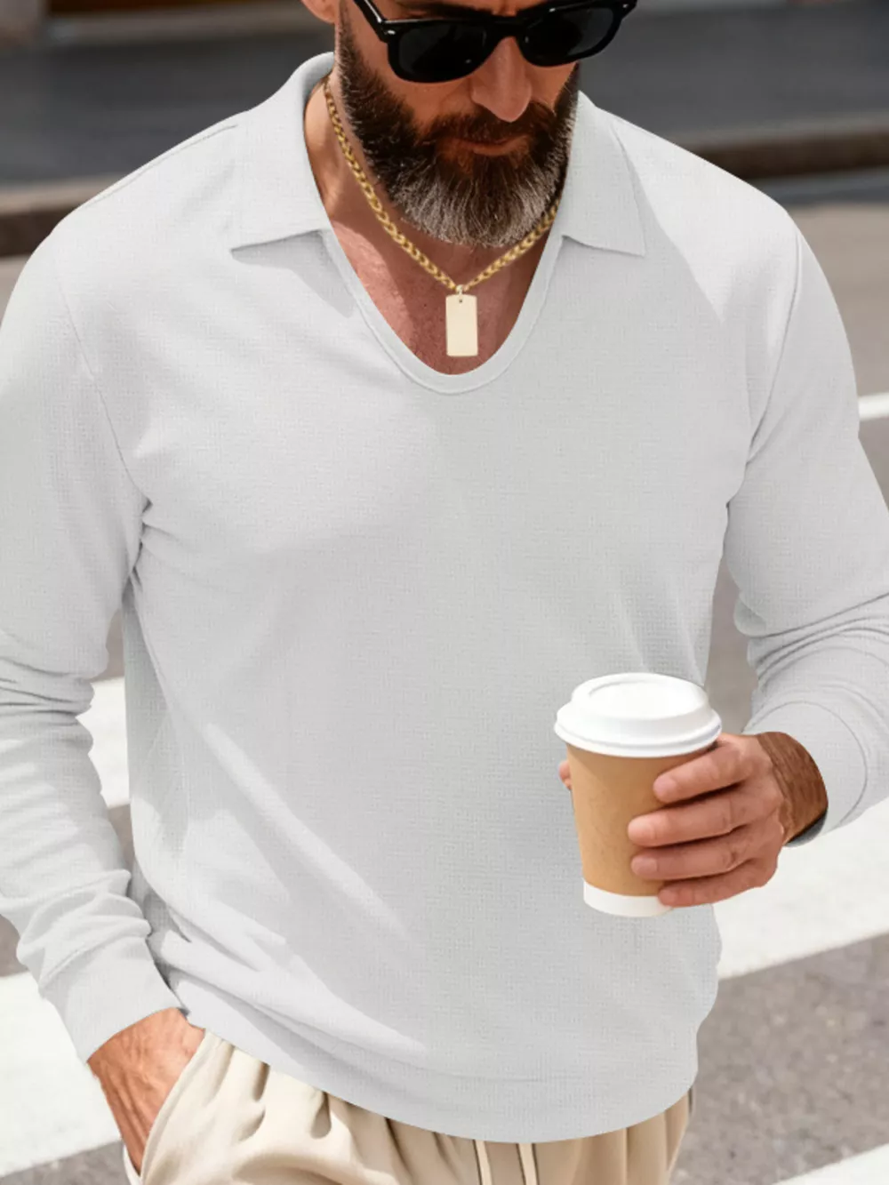 Men's Full Size Slim Fit Long Sleeve Polo Plus Size, image 19