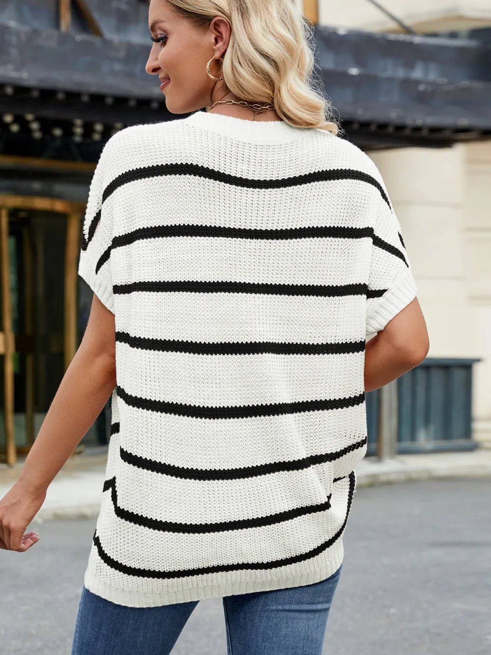 Striped Oversized Casual Sweater with Relaxed Fit, image 18