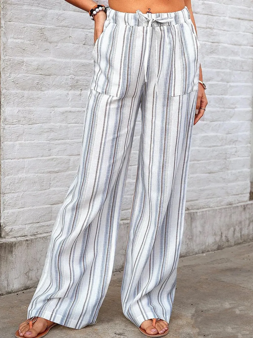 Full Size Striped Wide Leg Pants Plus Size, image 9