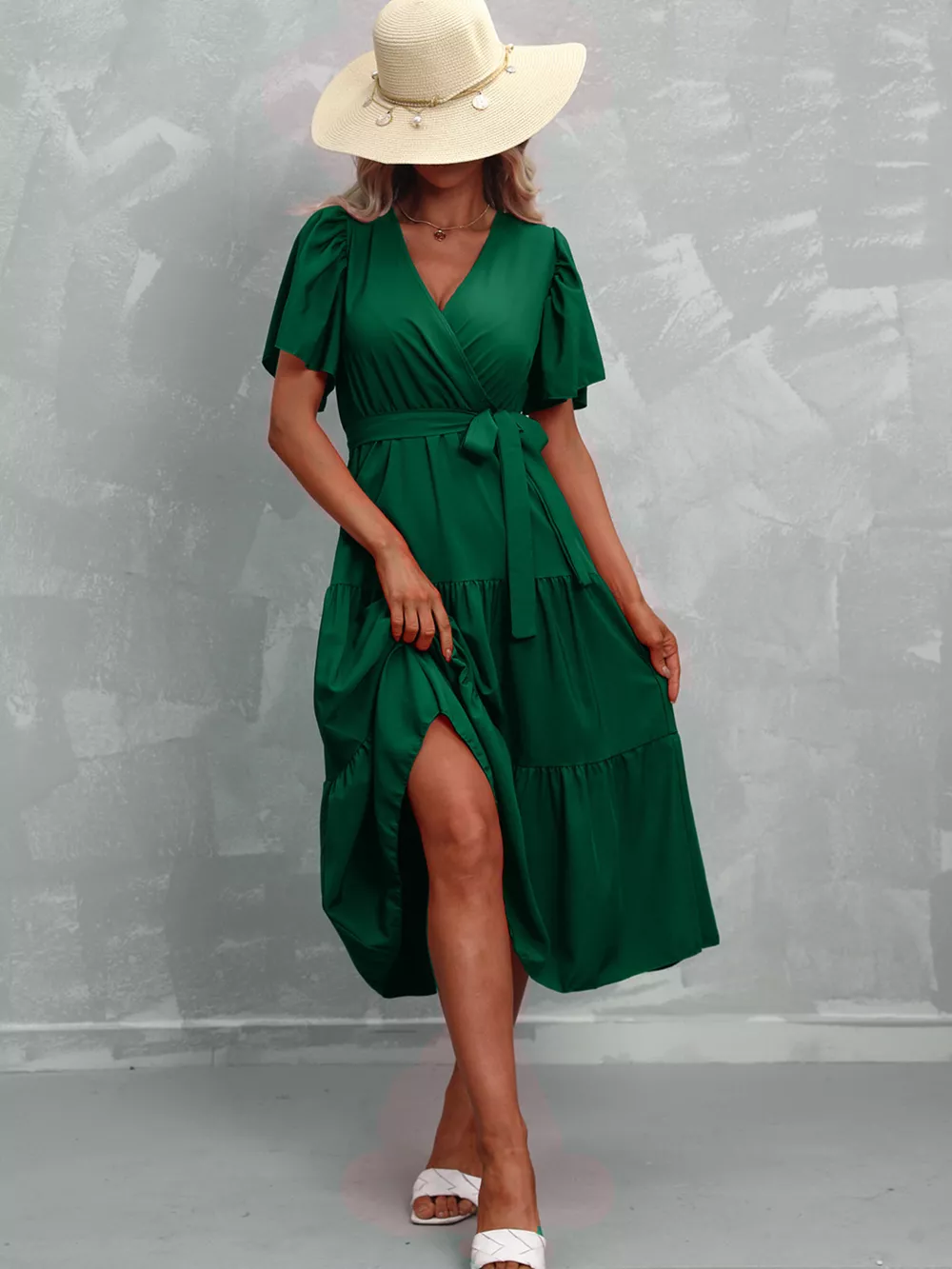 Flutter Sleeve Tiered Midi Dress, image 23