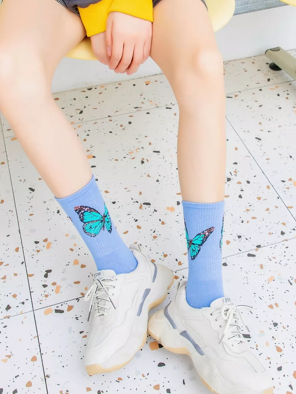 Butterfly Print Crew Socks, image 4