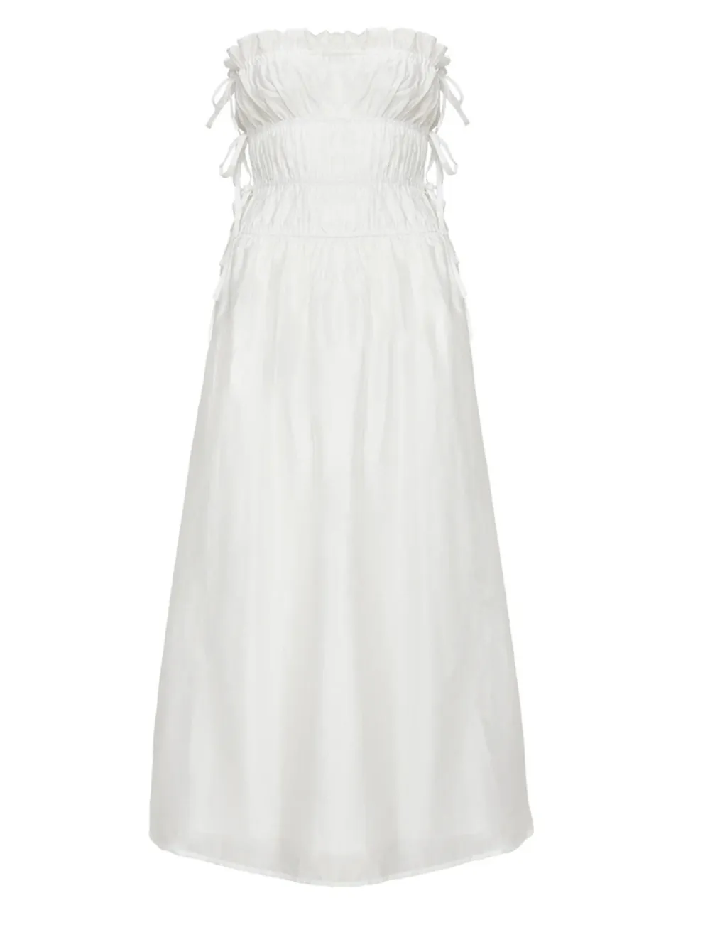 Strapless Smocked Mini Dress with Asymmetric Hem, image 5