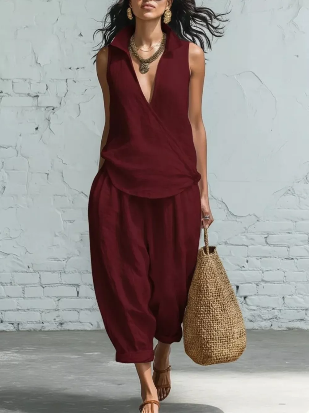 Full Size Sleeveless Top and Pants Two-Piece Set Plus Size, image 9