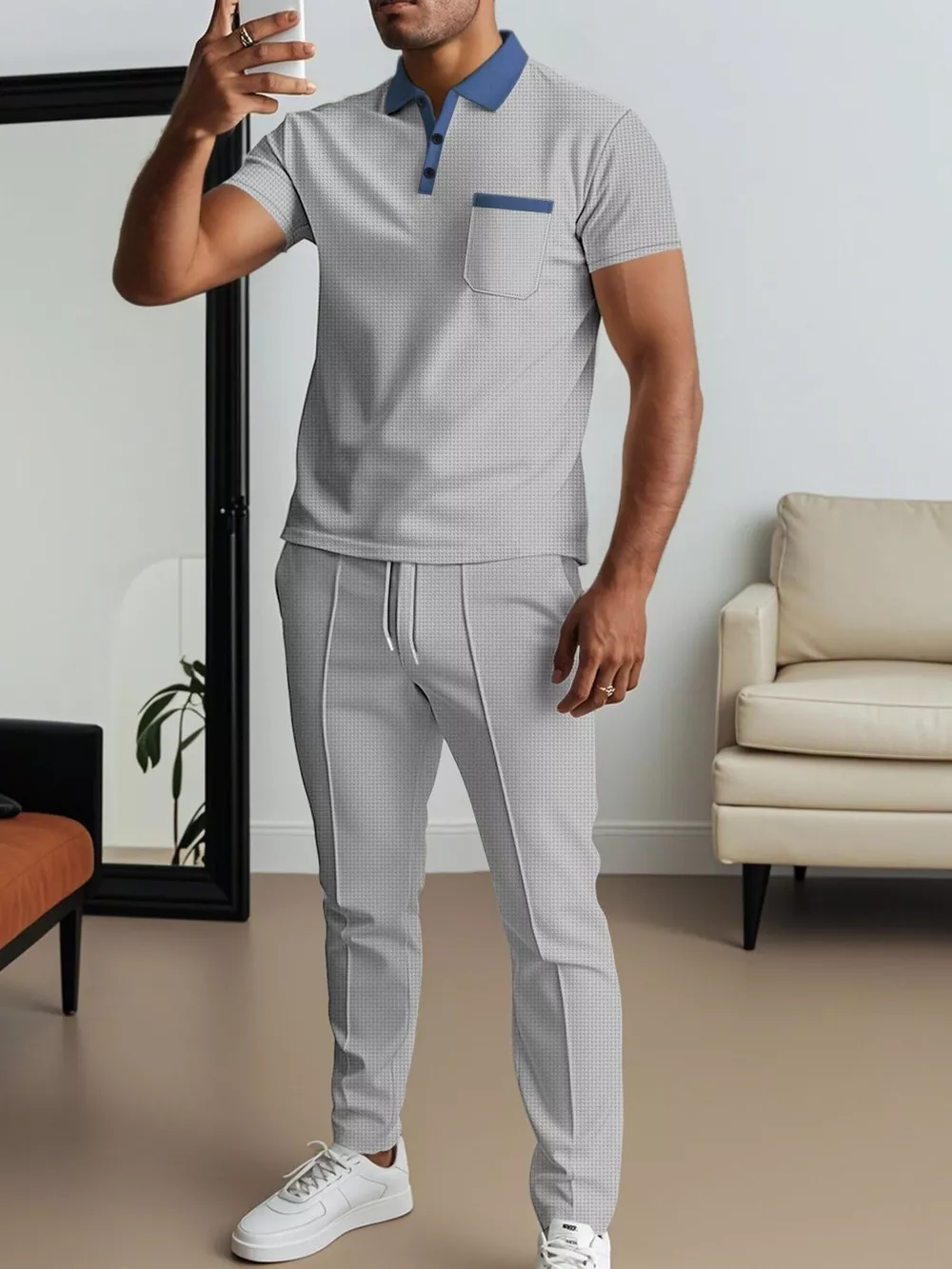 Men's Full Size Short Sleeve Polo and Pants Set Plus Size, image 10