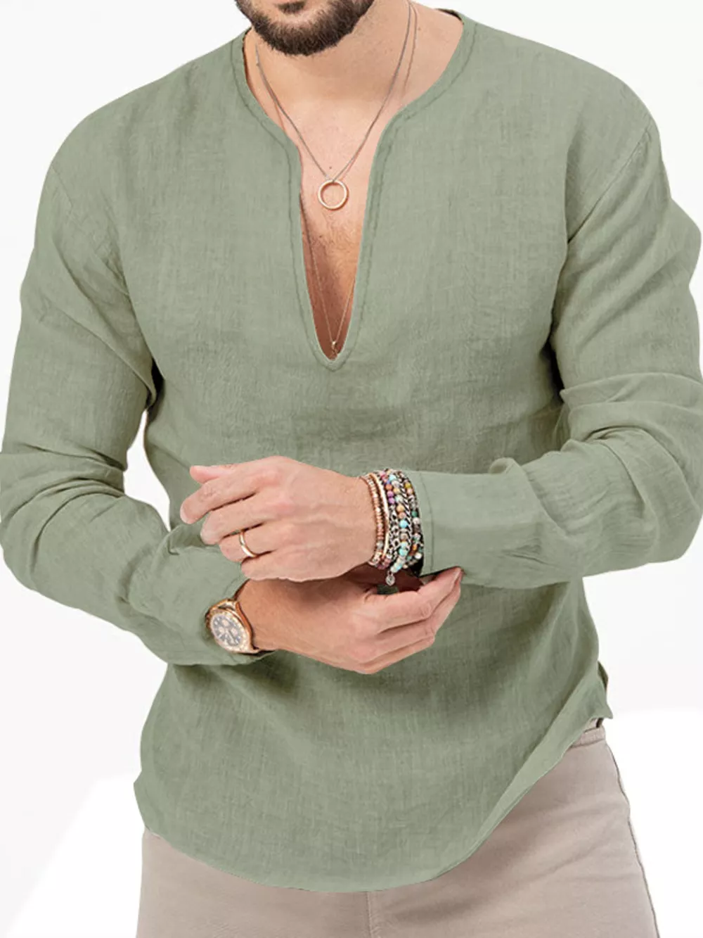 Men's Full Size Slim Fit Long Sleeve Blouse Plus Size, image 17