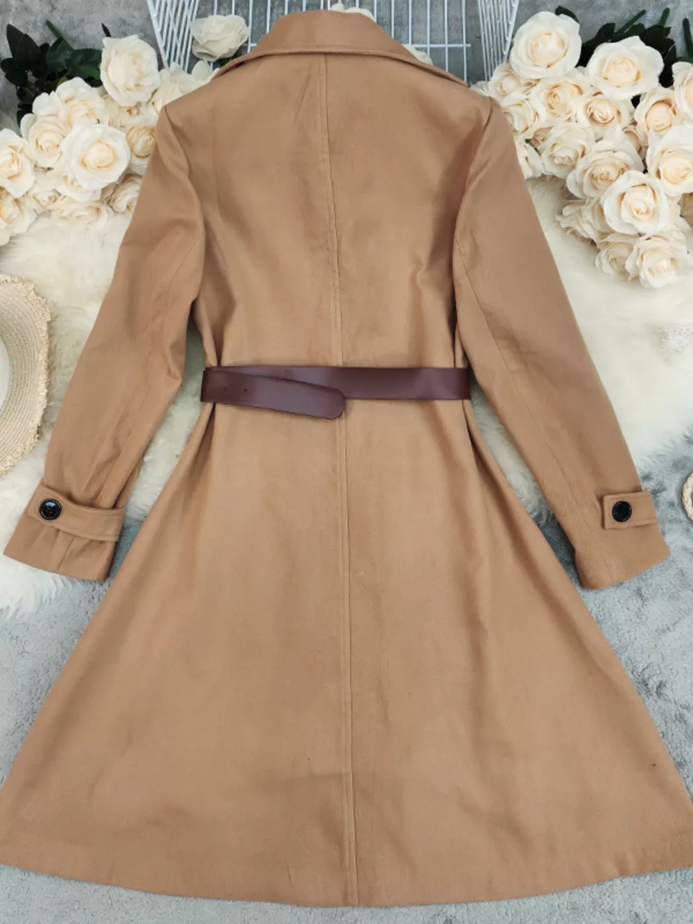 Double-Breasted Wool Blend Coat, image 3
