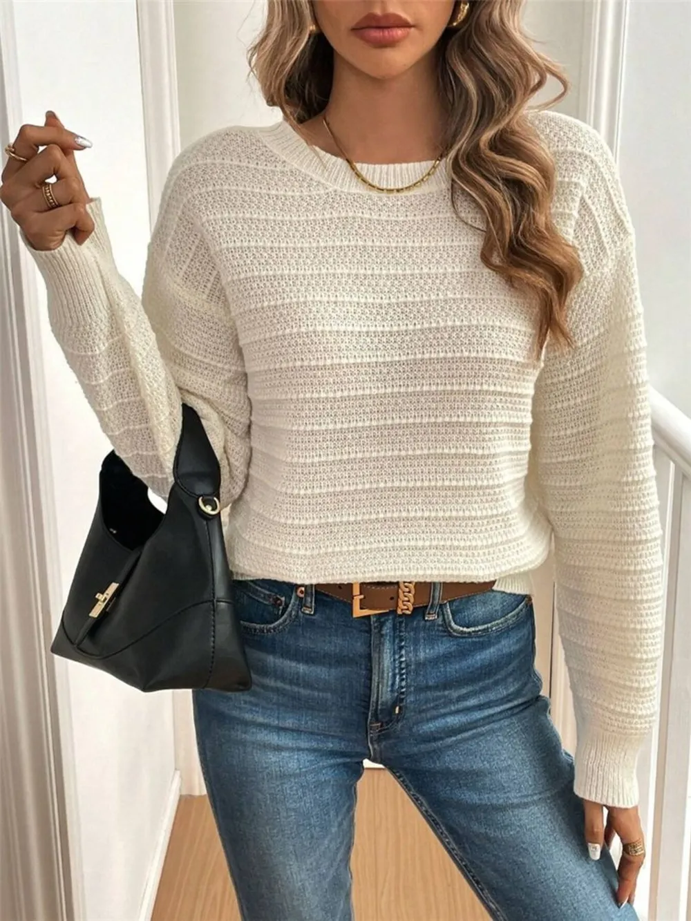 Round Neck Bow-Back Knit Top, image 5