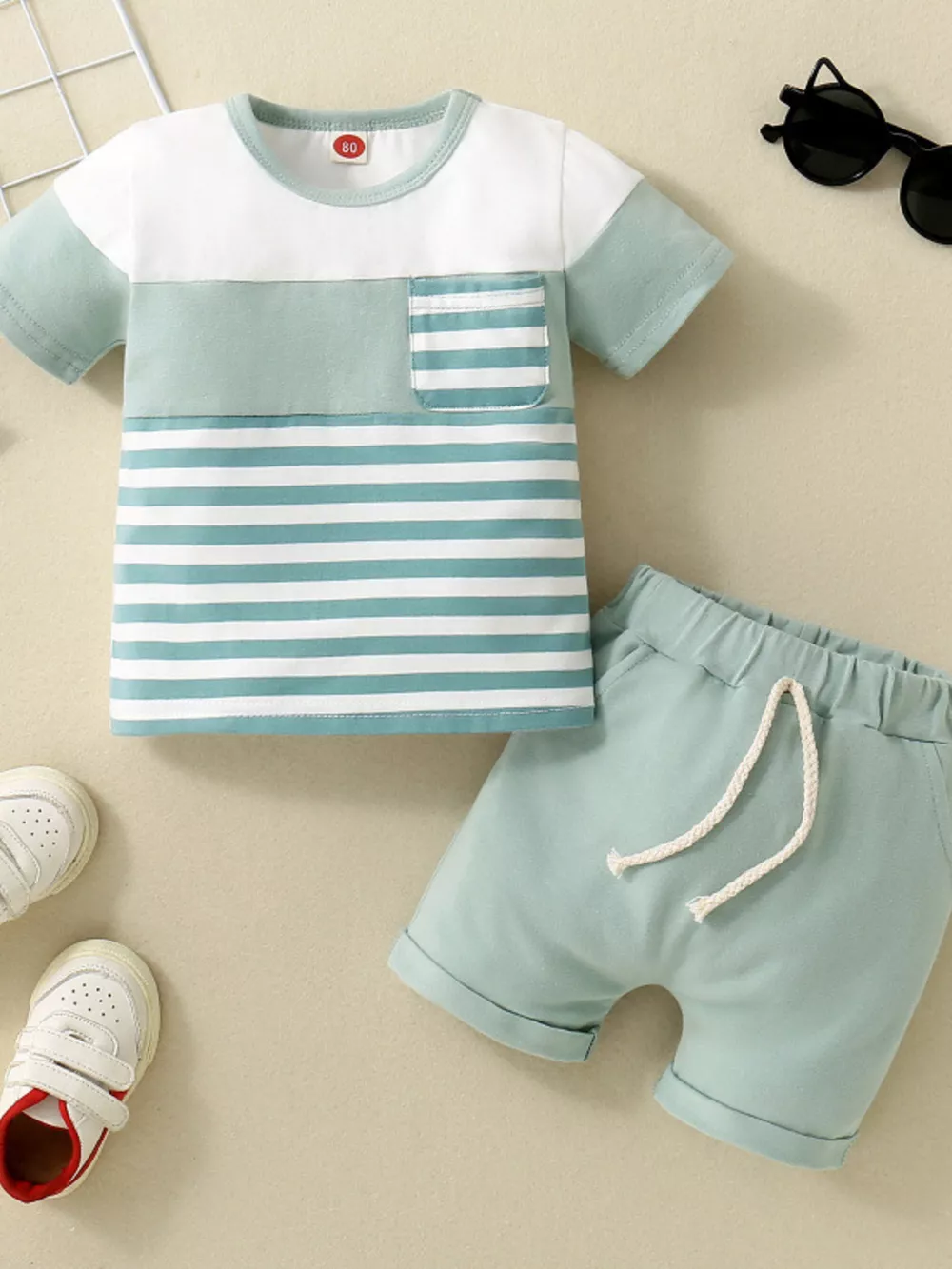 Children's Striped T-shirt and Shorts Set, image 12