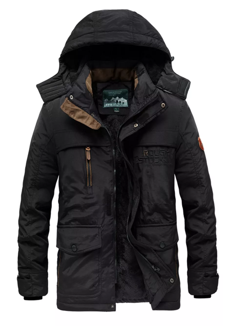 Men's Plus Size Zip Up Hooded Parka Coat