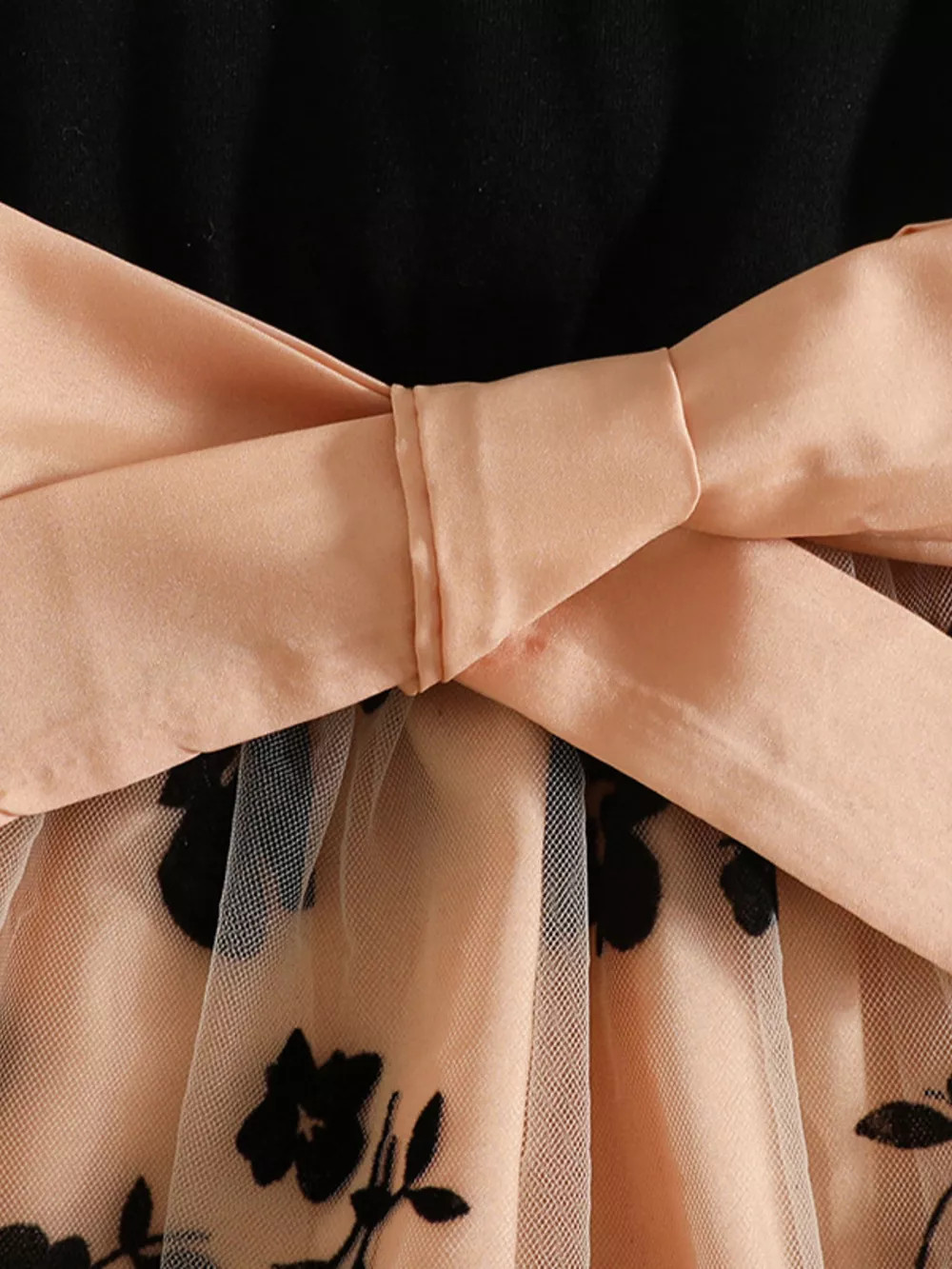 Children's Floral Print Mesh Bowknot Toddler Dress, image 2