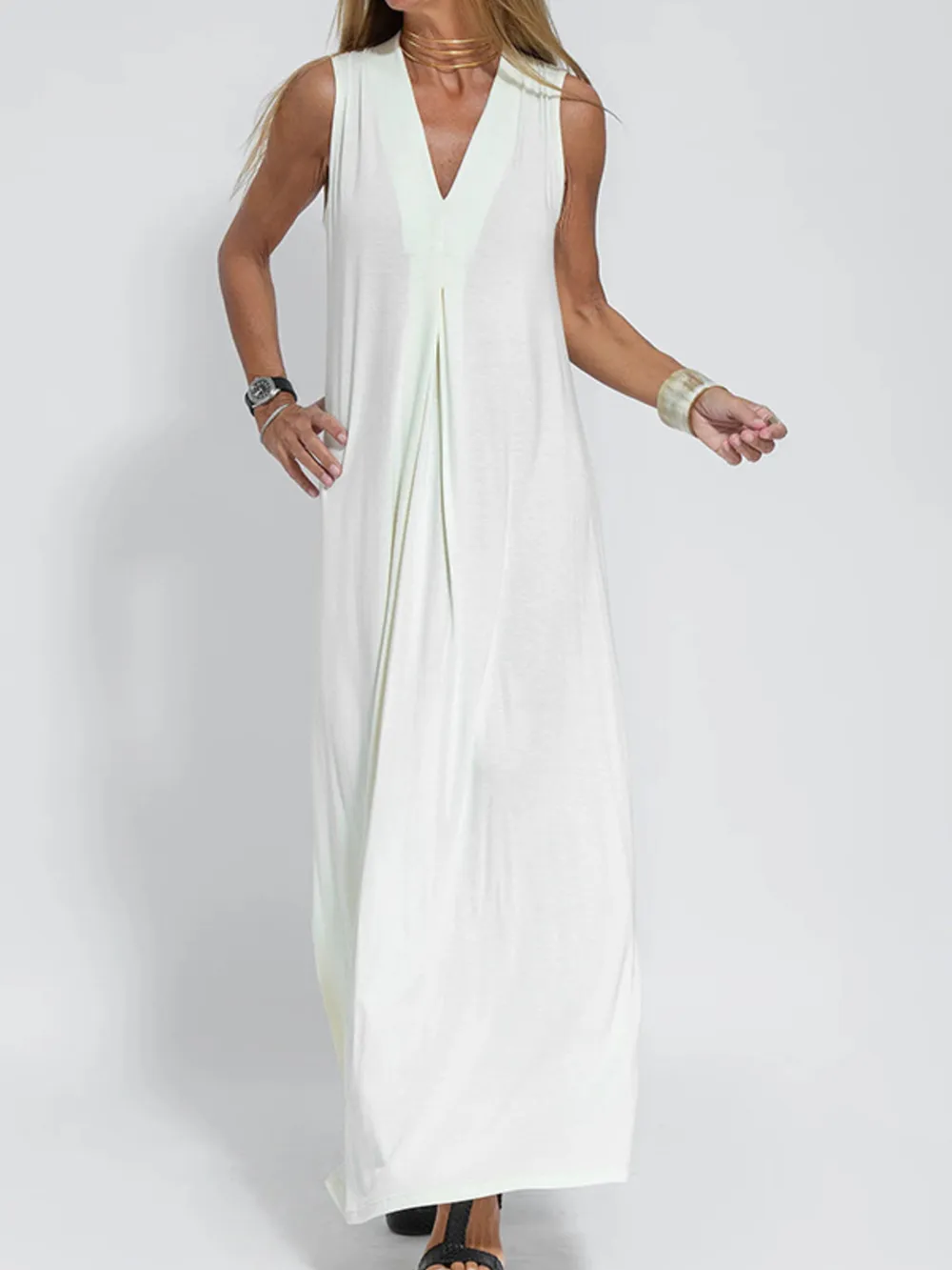 Full Size V-Neck Sleeveless Maxi Dress with Slit Plus Size, image 15