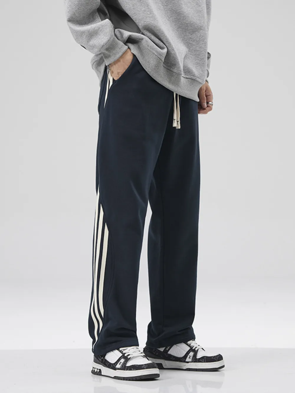 Men's Plus Size Casual Drawstring Side Stripe Pants, image 4