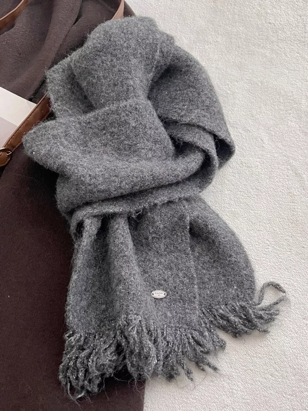 Fringe Hem Knitted Scarf