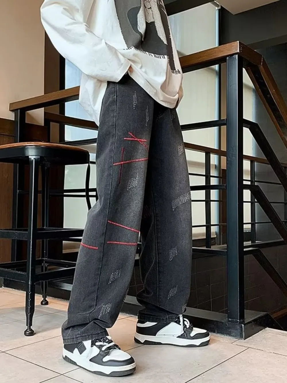 Men's Full Size Washed Wide Leg Jeans Plus Size, image 8