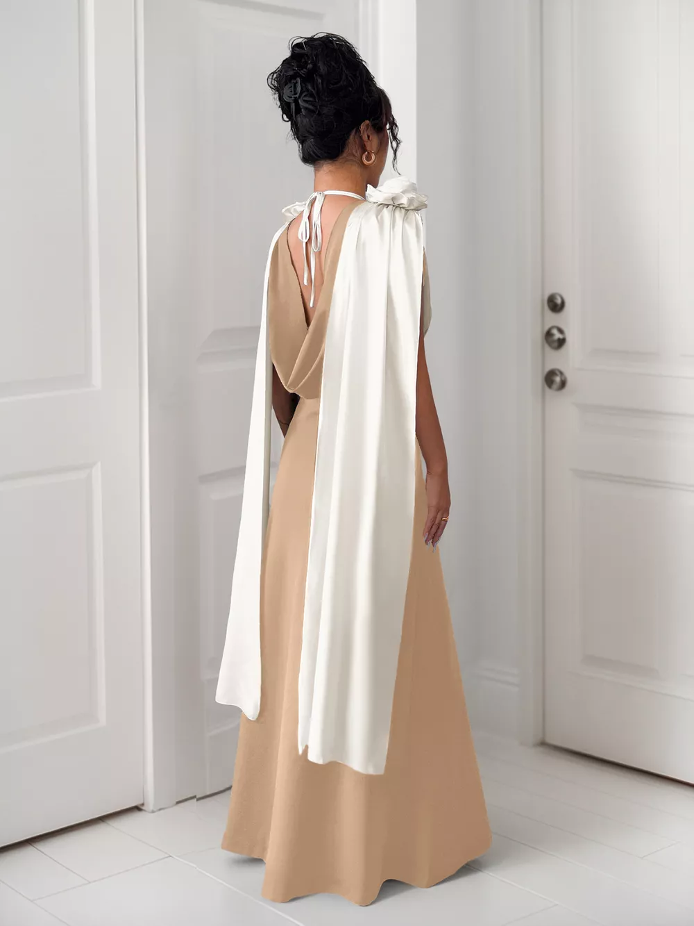 Floral Applique Two Tone Maxi Dress, image 14