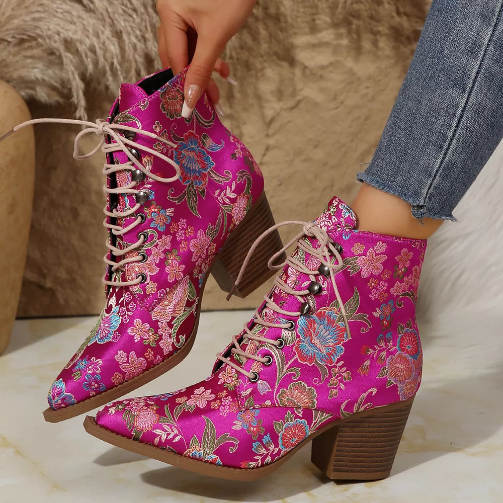 Point Toe Block Heels Boots, image 5