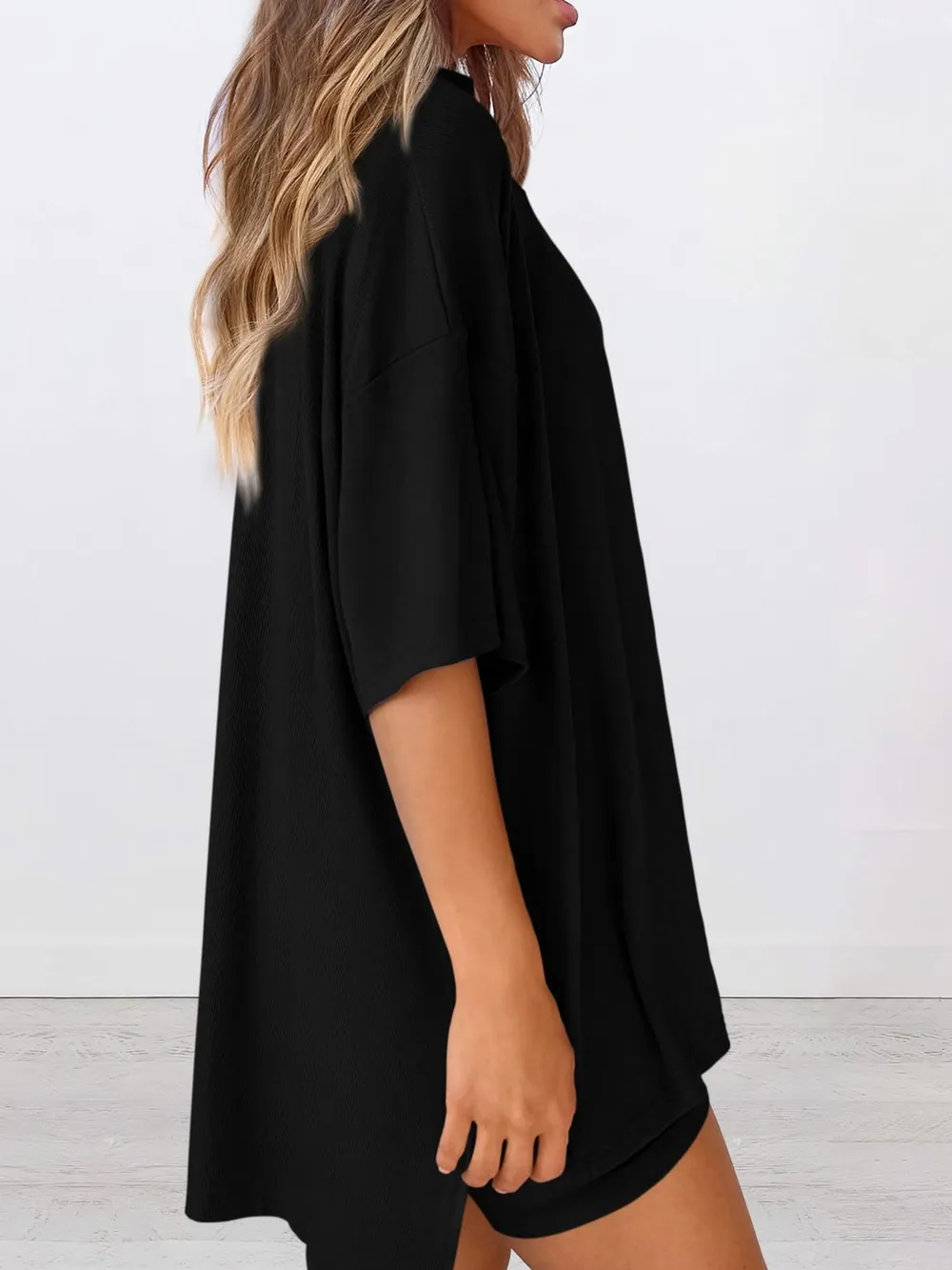 Full Size Oversized Round Neck Top and Shorts Set Plus Size, image 21