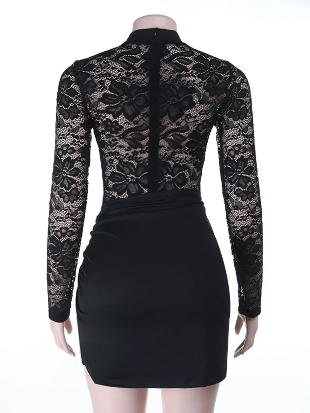 Lace Long Sleeve Bodycon Mini Dress, image 8
