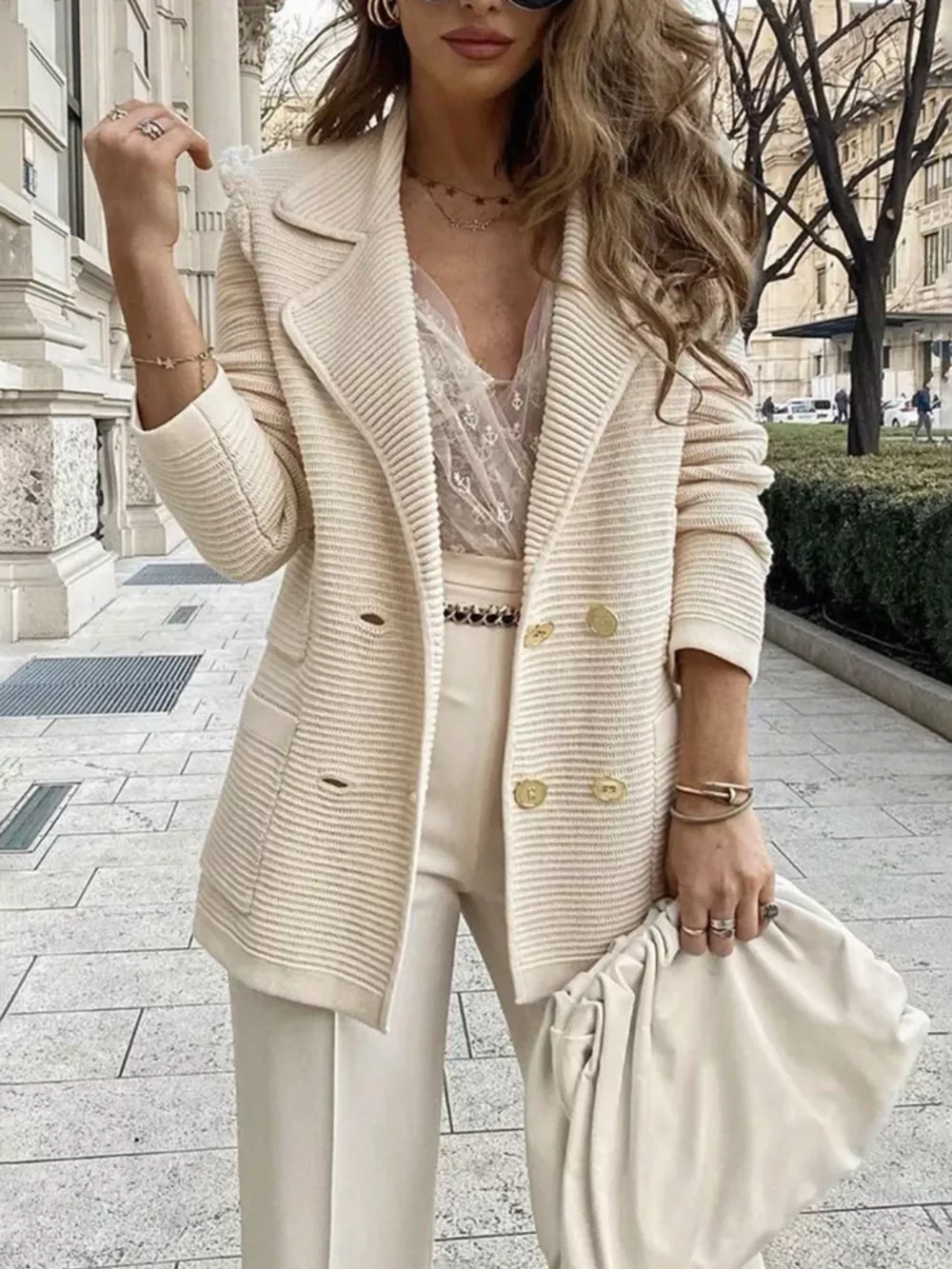 Double-Breasted Textured Jacket, image 2