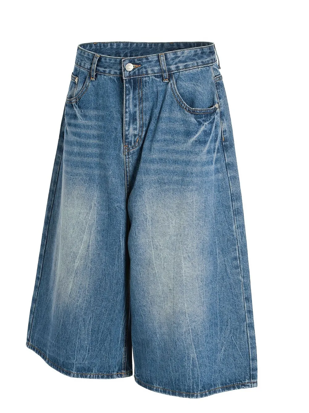 Men's Wide Leg Relaxed Fit Denim Shorts, image 2