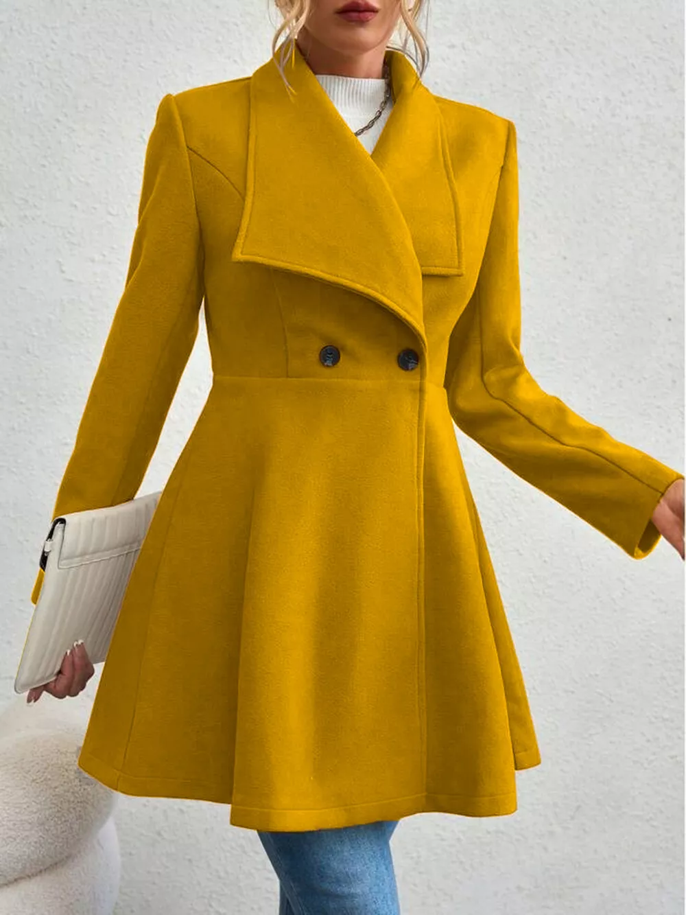 Double-Breasted Wool Blend Coat, image 13