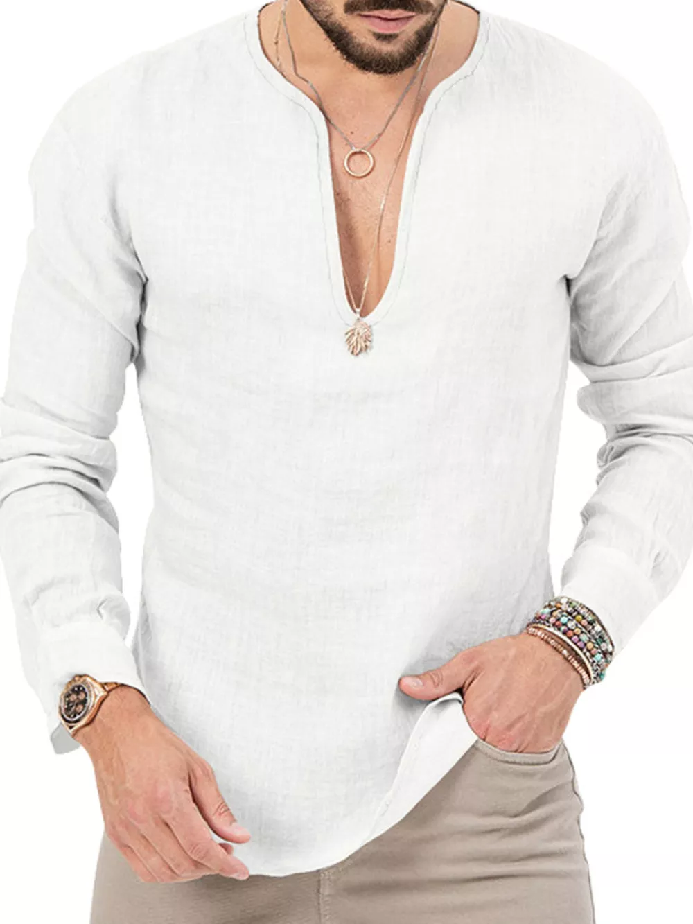Men's Full Size Slim Fit Long Sleeve Blouse Plus Size, image 21