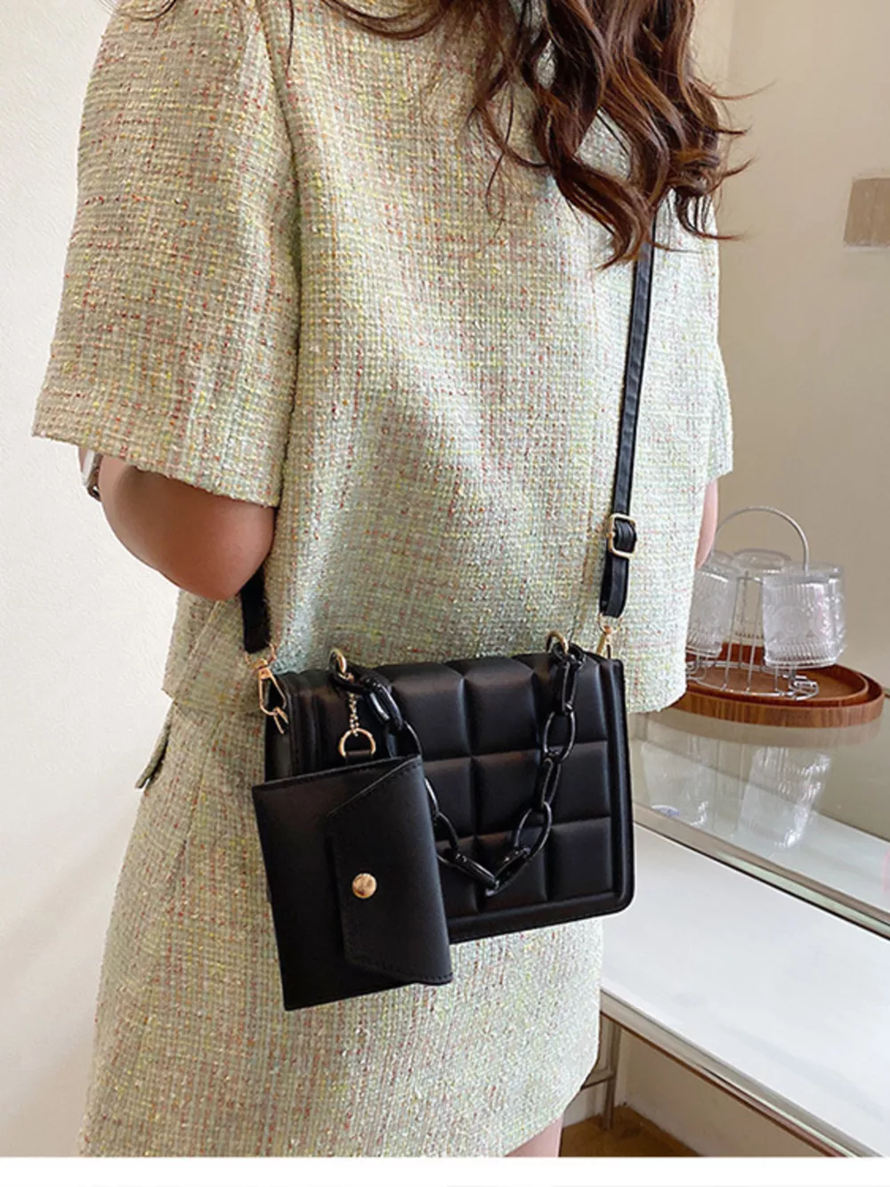 Quilted Chain Strap Crossbody Bag, image 6