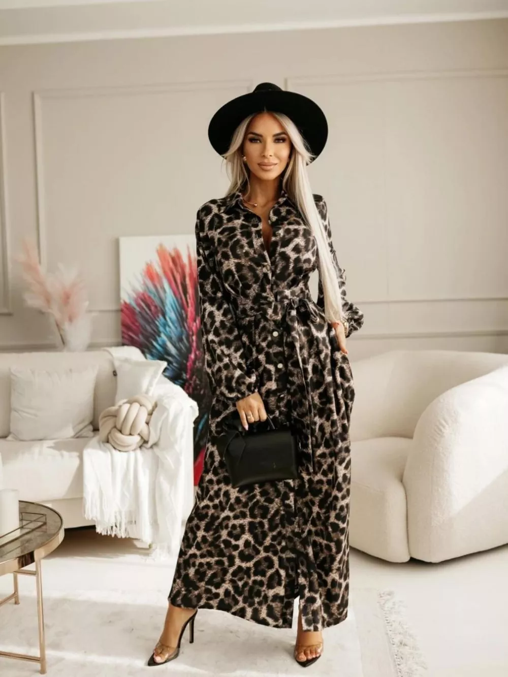 Printed Button Front Maxi Shirt Dress, image 22