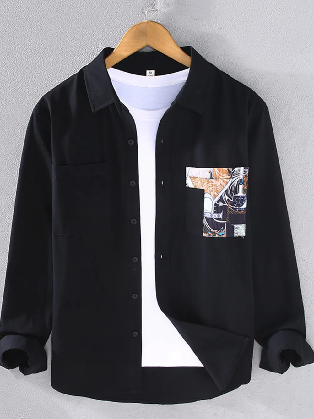 Men's Plus Size Button Up Long Sleeve Shirt, image 2