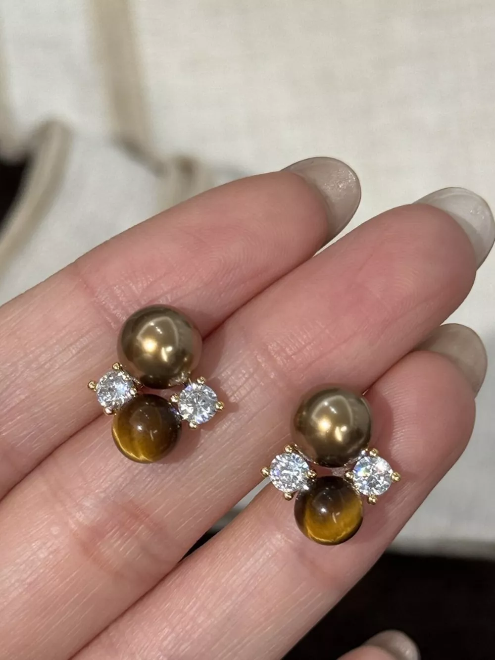 Tiger Eye Stud Earrings, image 6