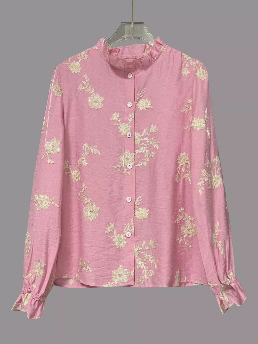 Floral Embroidered Long Sleeve Shirt, image 9
