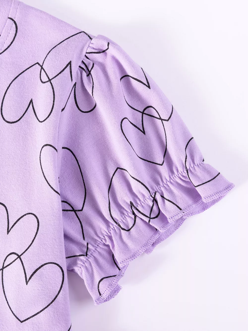 Children's Heart Print Ruffle Sleeve Casual Dress, image 4