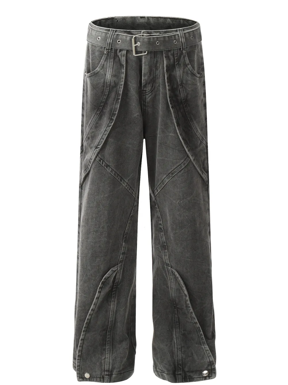 Men's Washed Wide-Leg Baggy Jeans
