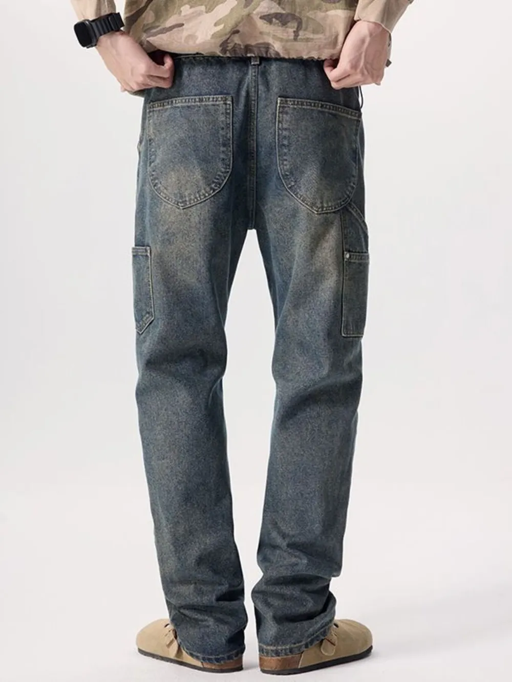 Men's Vintage Wash Wide Leg Jeans, image 6