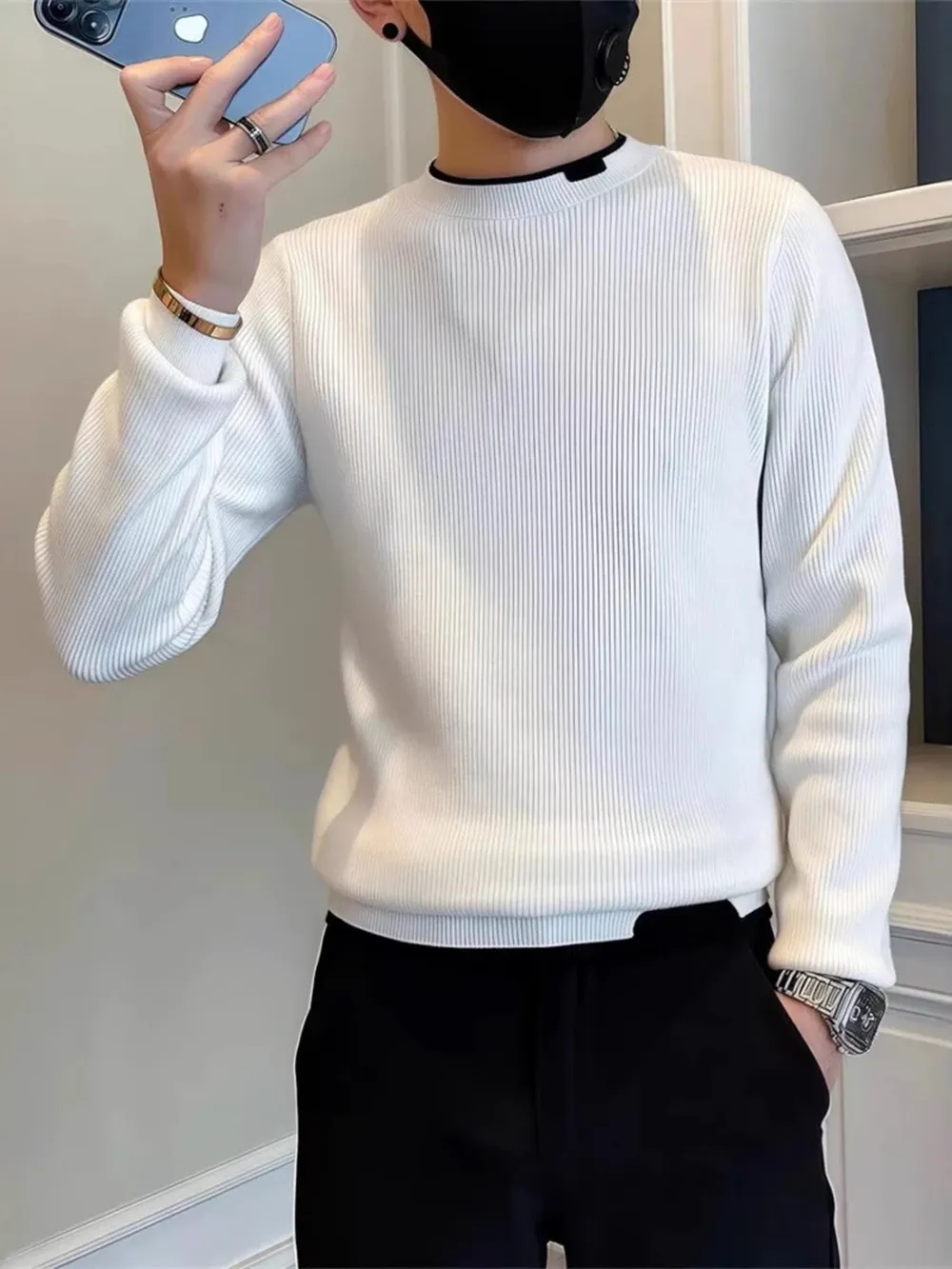Men's Plus Size Slim Fit Ribbed Knit Top, image 2