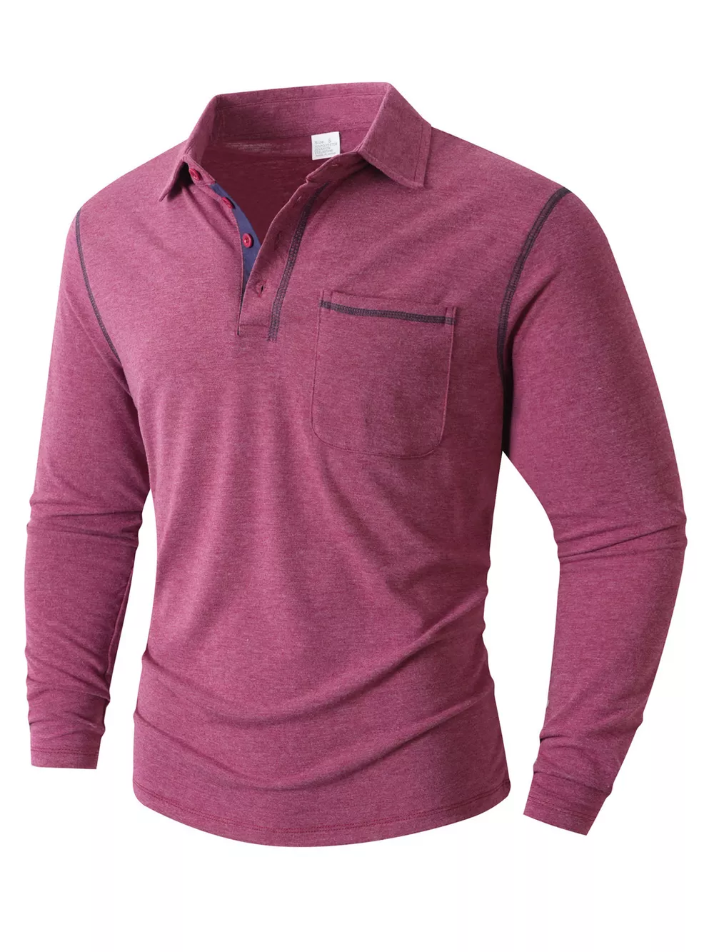 Men's Full Size Long Sleeve Casual Polo Plus Size, image 2