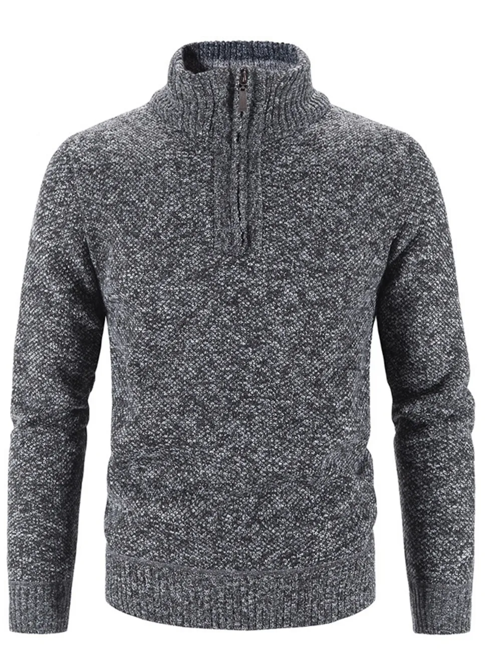 Men's Plus Size Quarter Zip Long Sleeve Sweater, image 6