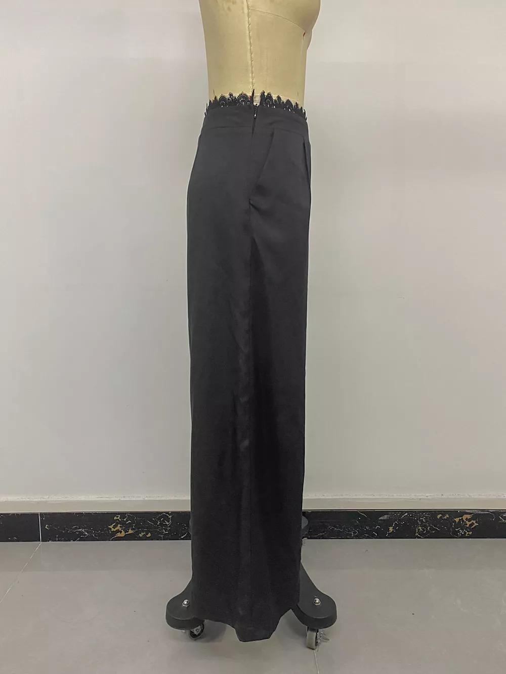 High-Waisted Wide-Leg Lace-Trimmed Pants, image 11