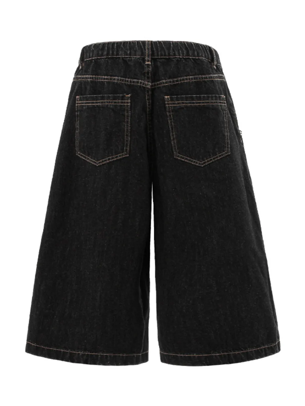 Men's Wide-Leg Denim Shorts with Plaid Accent, image 2