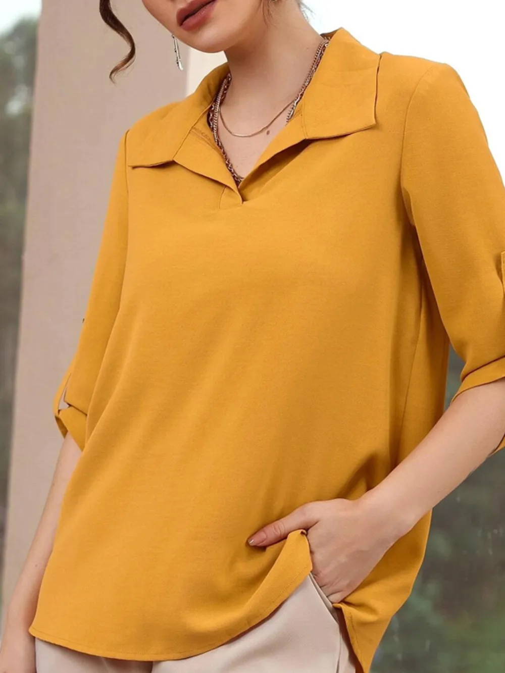 Collared Neck Half Sleeve Blouse, image 2