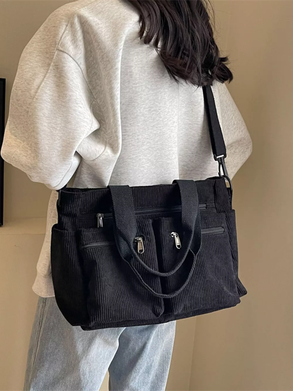 Corduroy Multi-Pocket Crossbody Bag, image 2