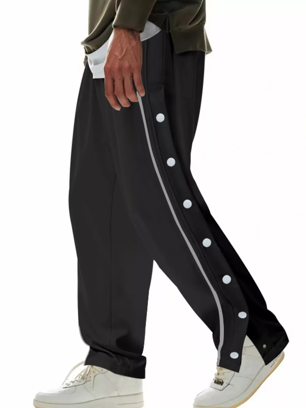 Men's Full Size Loose Fit Side Snap Button Track Pants Plus Size