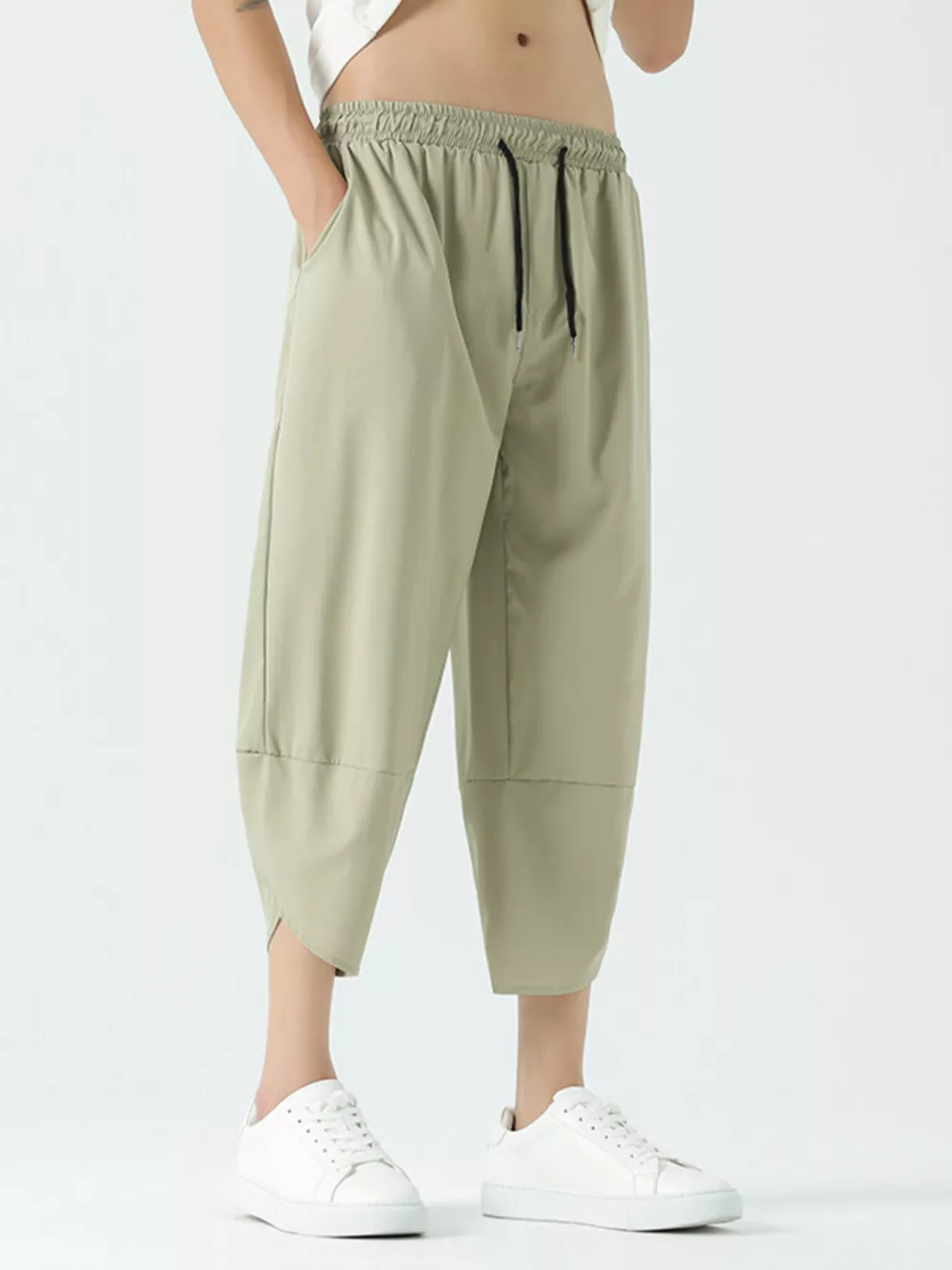 Men's Plus Size Casual Loose Cropped Pants, image 8