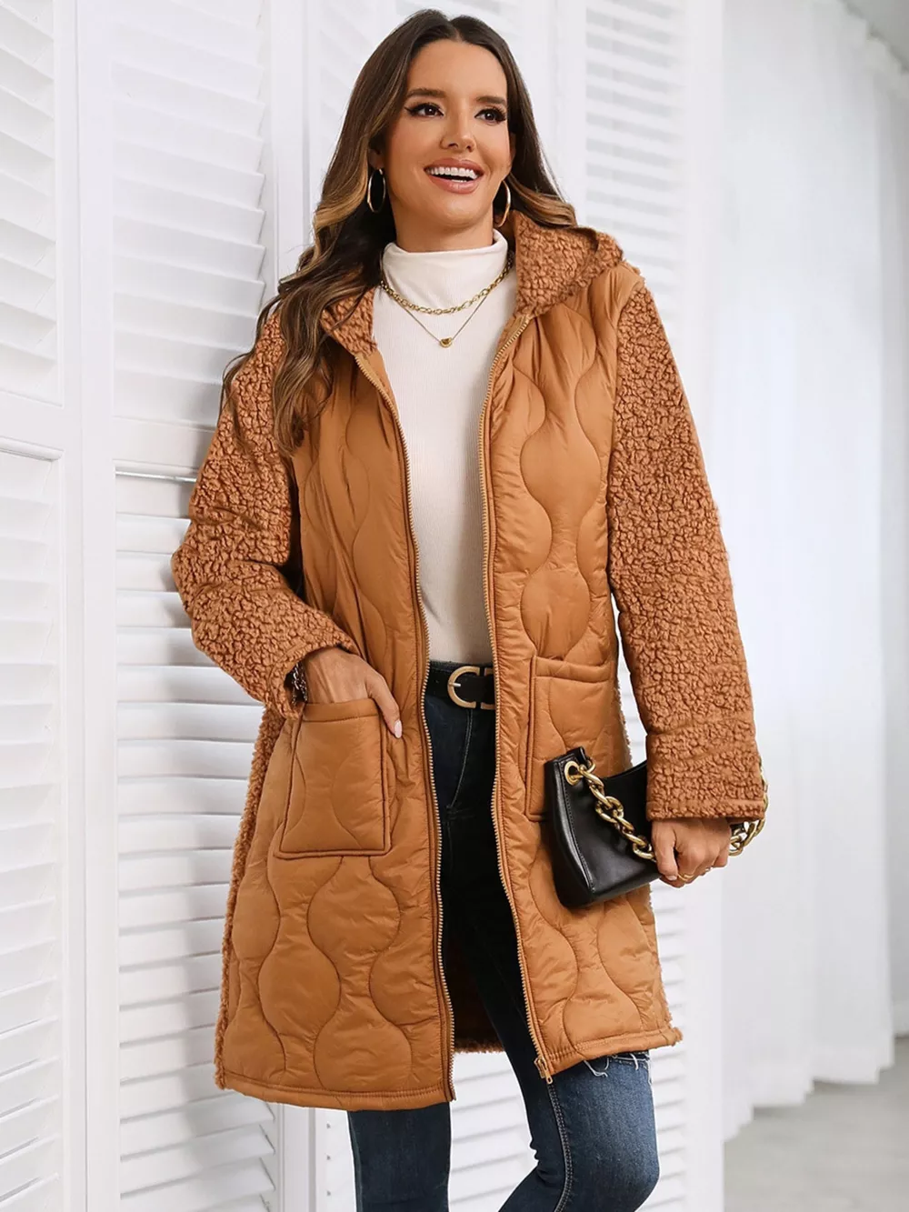 Zip Up Long Sleeve Hooded Outerwear, image 5
