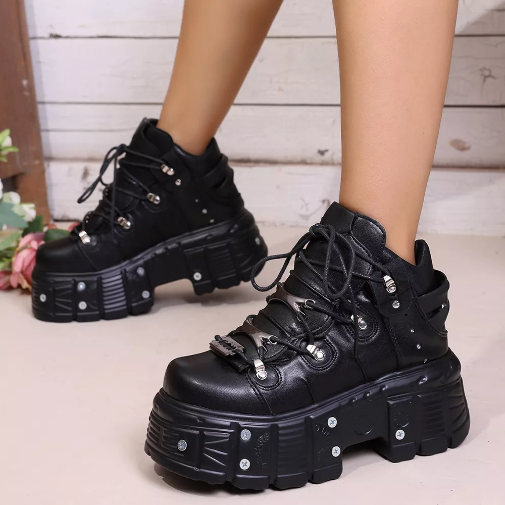 Platform Lace-Up Chunky Leather Shoes, image 6