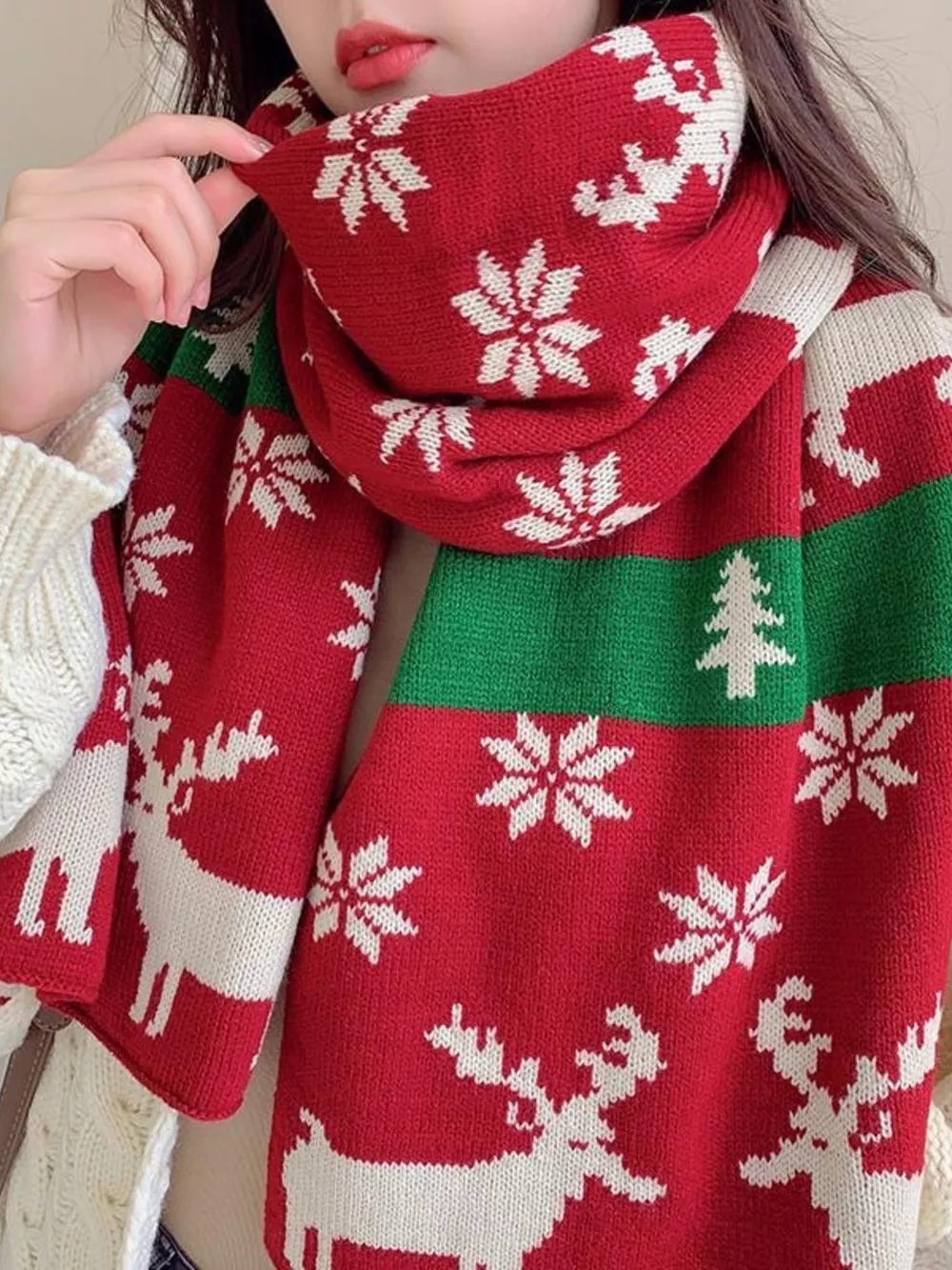 Christmas Reindeer Knitted Scarf, image 7