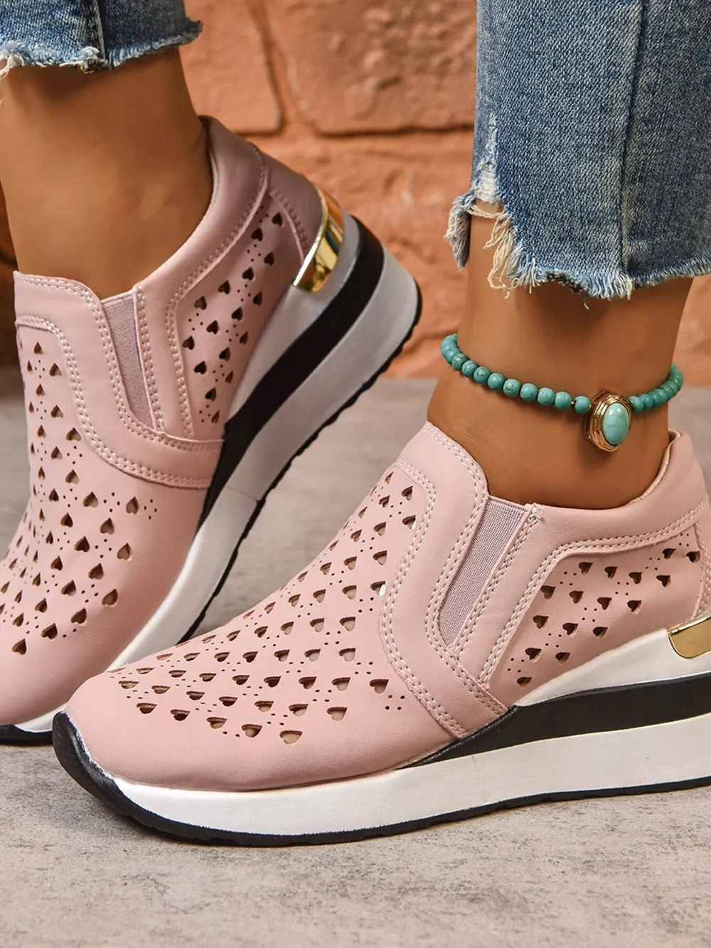 Breathable Cutout Wedge Sneakers, image 12
