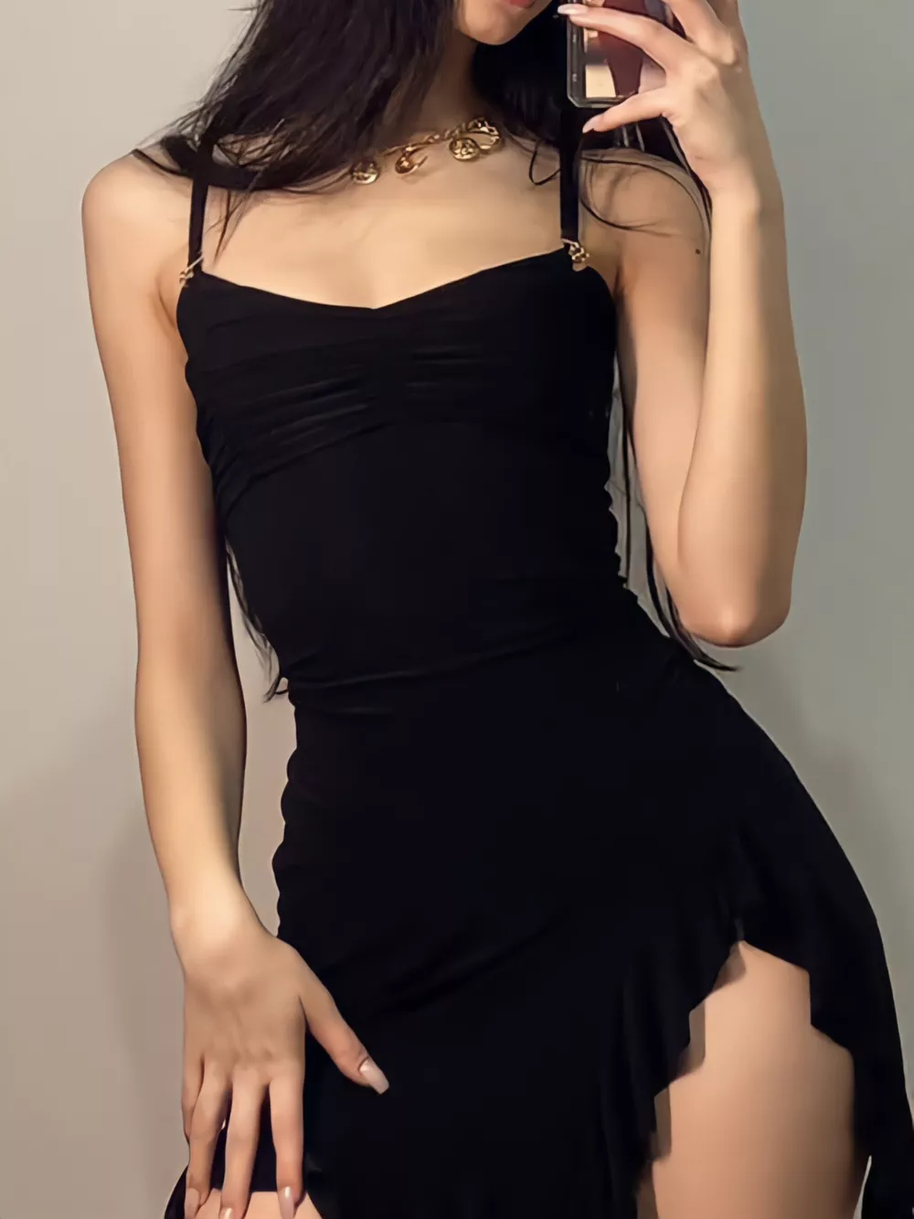 Ruched Ruffle Hem Mini Dress, image 2