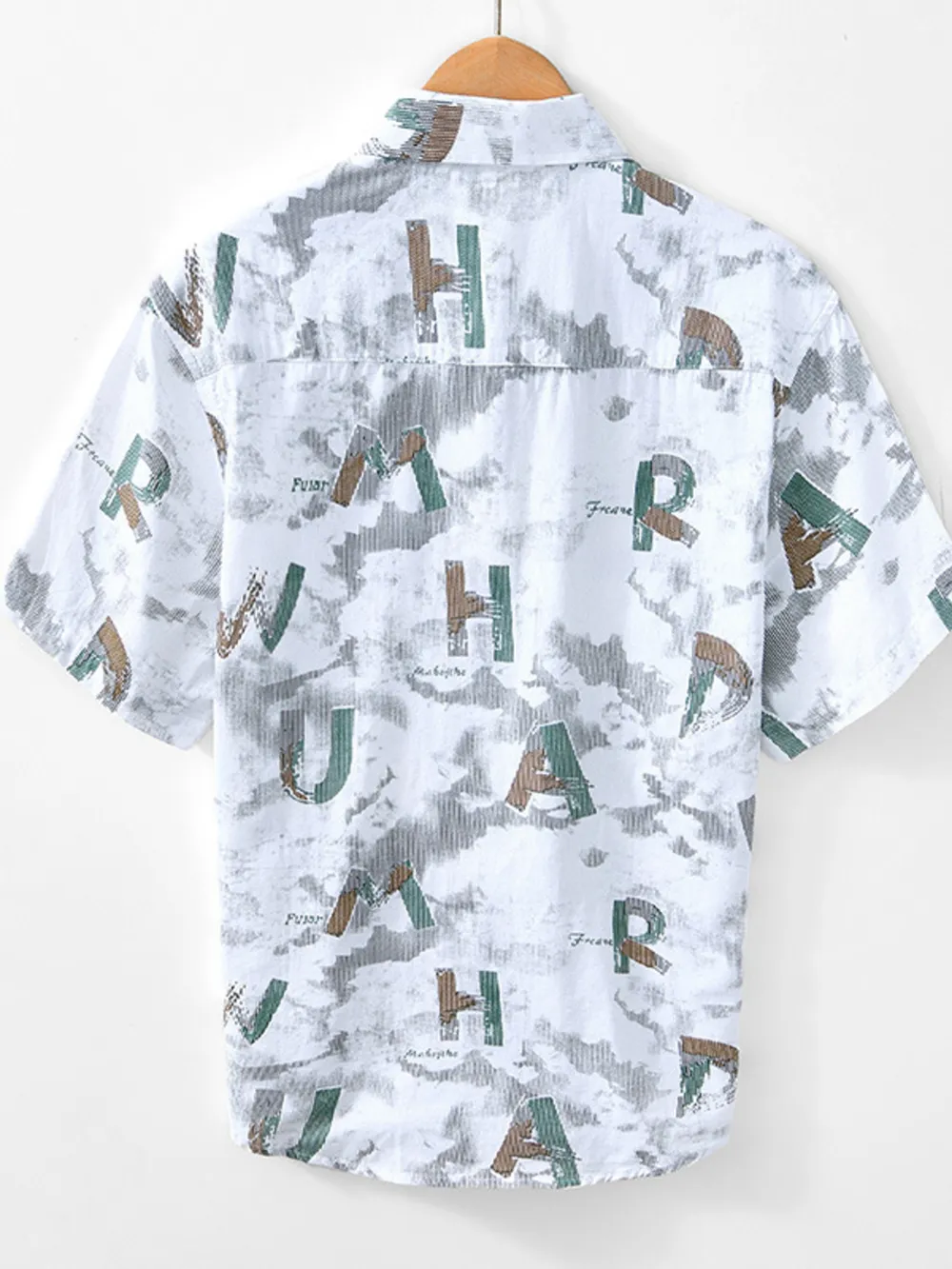 Men's Printed Button Up Short Sleeve Shirt, image 4